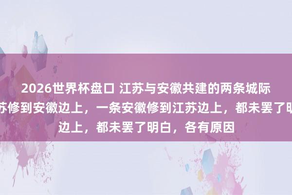 2026世界杯盘口 江苏与安徽共建的两条城际地铁，一条江苏修到安徽边上，一条安徽修到江苏边上，都未罢了明白，各有原因