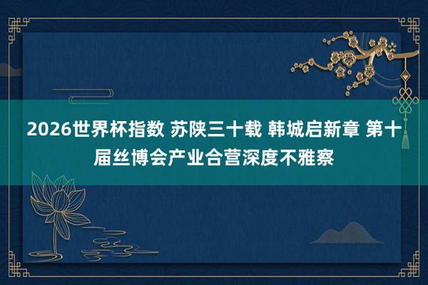 2026世界杯指数 苏陕三十载 韩城启新章 第十届丝博会产业合营深度不雅察