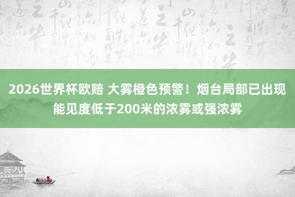 2026世界杯欧赔 大雾橙色预警！烟台局部已出现能见度低于200米的浓雾或强浓雾