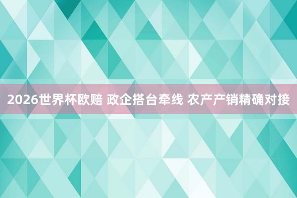 2026世界杯欧赔 政企搭台牵线 农产产销精确对接