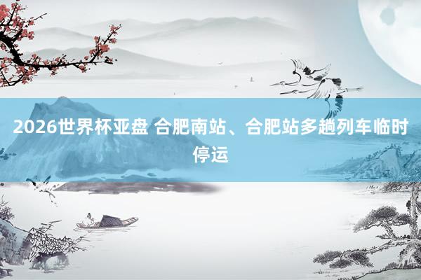 2026世界杯亚盘 合肥南站、合肥站多趟列车临时停运