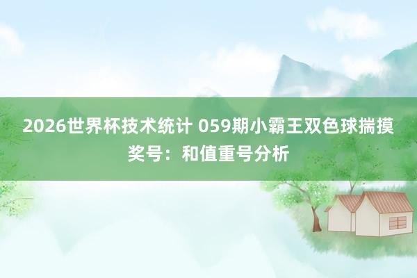 2026世界杯技术统计 059期小霸王双色球揣摸奖号：和值重号分析