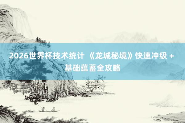 2026世界杯技术统计 《龙城秘境》快速冲级 + 基础蕴蓄全攻略
