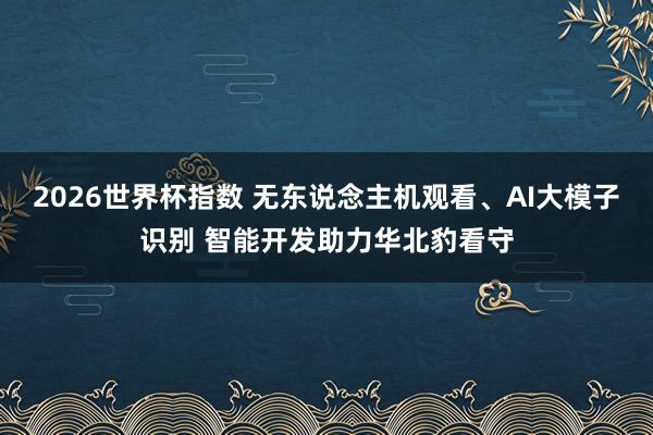 2026世界杯指数 无东说念主机观看、AI大模子识别 智能开发助力华北豹看守