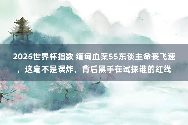 2026世界杯指数 缅甸血案55东谈主命丧飞速，这毫不是误炸，背后黑手在试探谁的红线