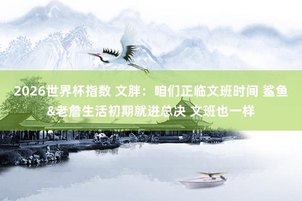 2026世界杯指数 文胖：咱们正临文班时间 鲨鱼&老詹生活初期就进总决 文班也一样