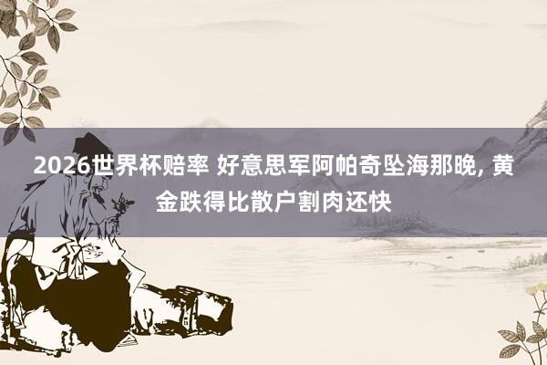 2026世界杯赔率 好意思军阿帕奇坠海那晚， 黄金跌得比散户割肉还快