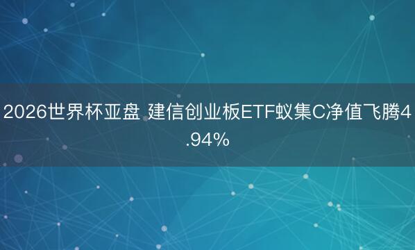 2026世界杯亚盘 建信创业板ETF蚁集C净值飞腾4.94%