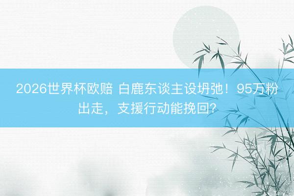 2026世界杯欧赔 白鹿东谈主设坍弛！95万粉出走，支援行动能挽回？