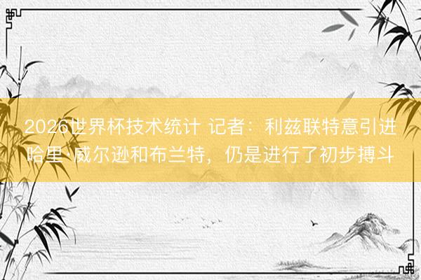 2026世界杯技术统计 记者:利兹联特意引进哈里·威尔逊和布兰特,仍是进行了初步搏斗